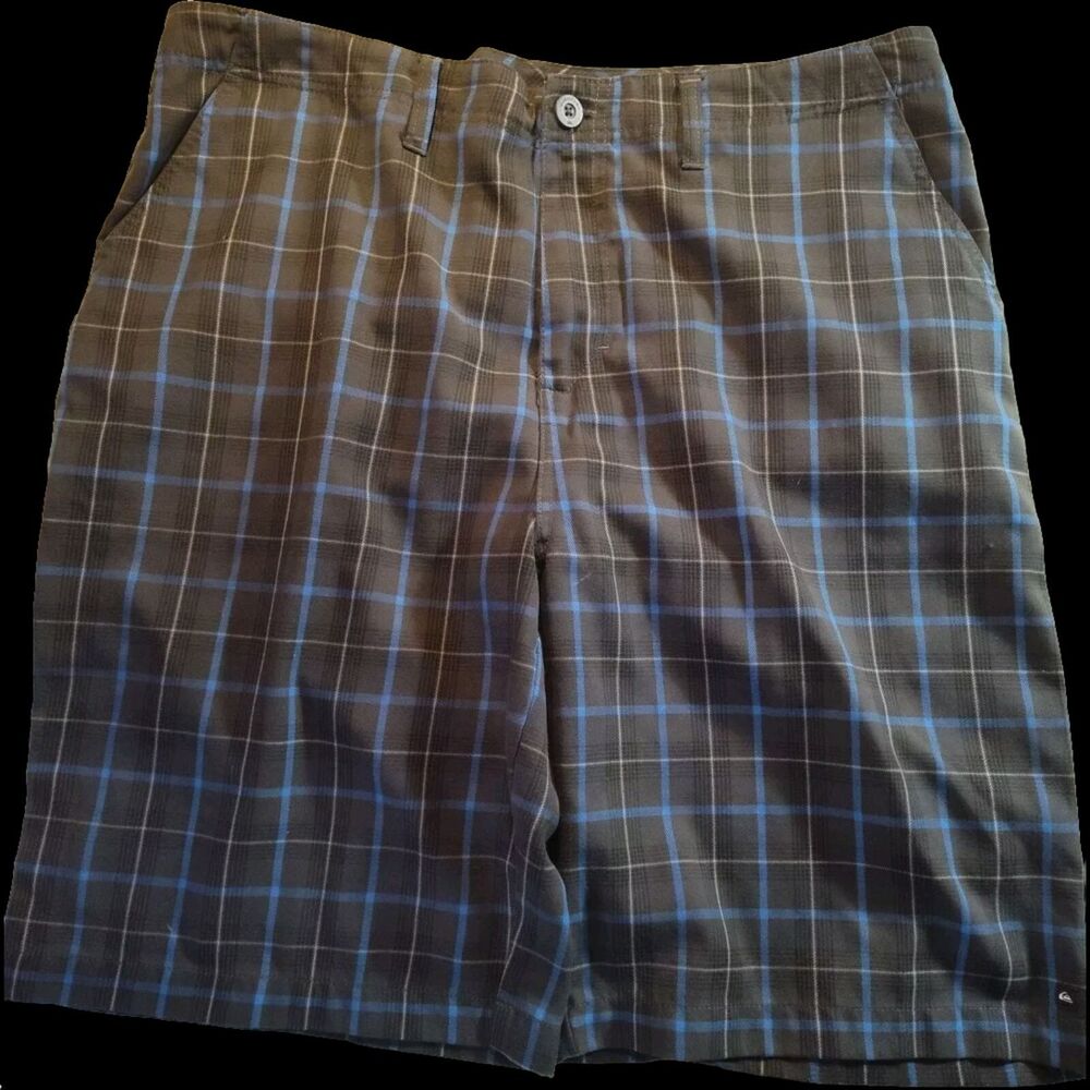 Quicksilver Board Shorts Men's 38 Blue Black Plaid Window Y2k 1180